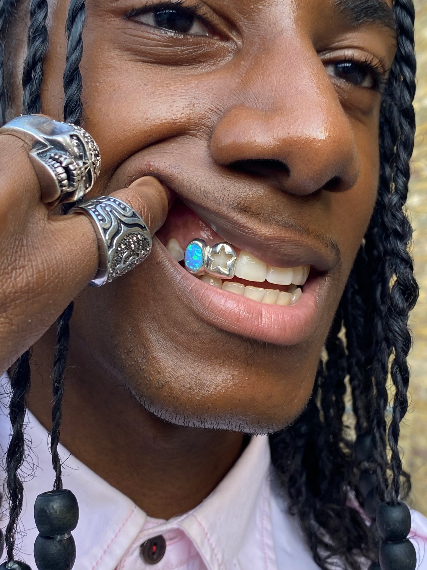 Opal + Star Cap | Opal + Star Grillz. Silver, Gold