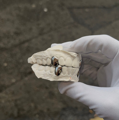 4 Solid Cap Grillz - Silver, Gold