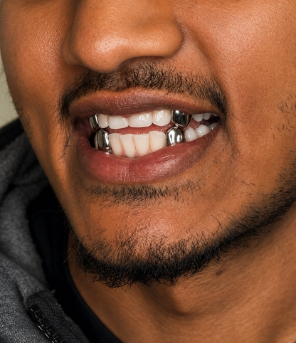 4 Solid Cap Grillz - Silver, Gold