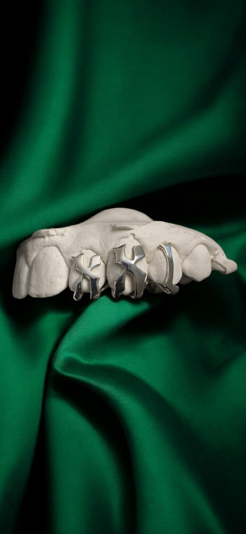 Custom XXL Letter Grillz | Silver & Gold Grillz – Green Skull Grillz