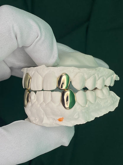 4 Solid Cap Grillz - Silver, Gold