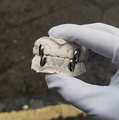 4 Solid Cap Grillz - Silver, Gold