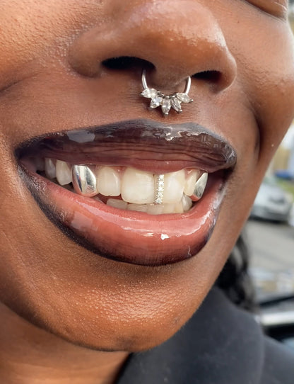 Diamond Gap Filler + Double Canine, Silver, Gold